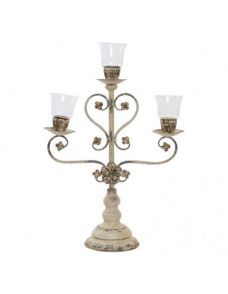 PORTAVELA METAL - VIDRIO VINTAGE 74x52