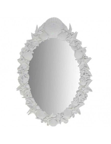 ESPEJO CONCHAS RESINA BLANCO 65x48