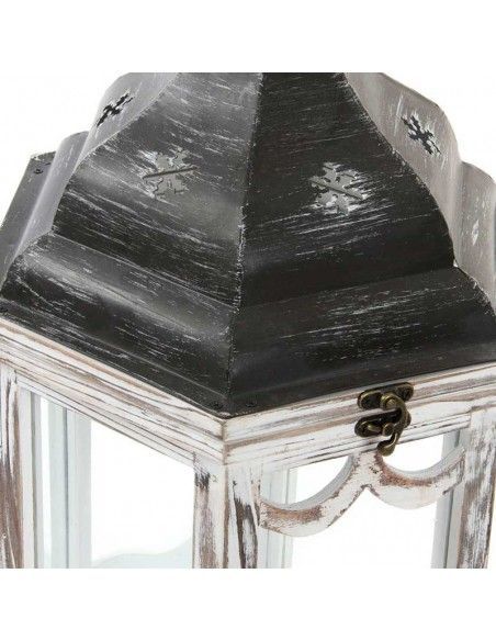 FAROLES MADERA VINTAGE Y METAL SET DE DOS 56x31