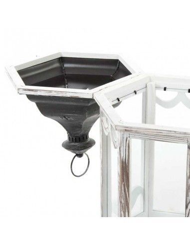 FAROLES MADERA VINTAGE Y METAL SET DE DOS 56x31