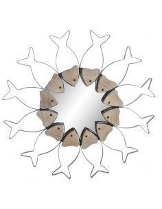 ESPEJO MADERA - METAL PECES 72x3.5