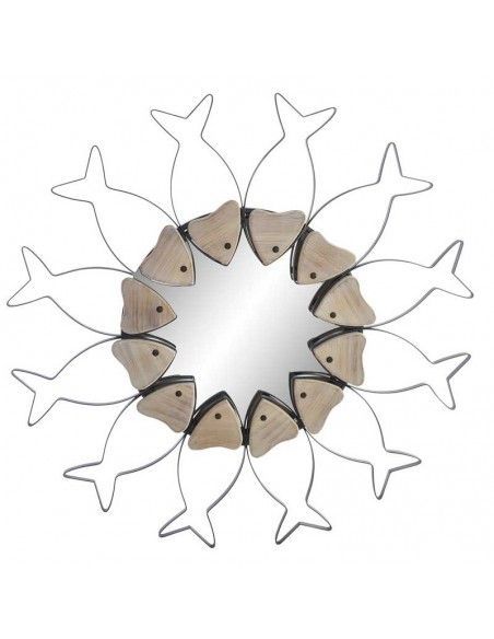 ESPEJO MADERA - METAL PECES 72x3.5