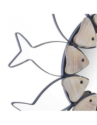 ESPEJO MADERA - METAL PECES 72x3.5