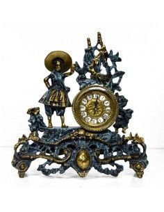 RELOJ DE SOBREMESA CON CANDELABROS DE BRONCE 2