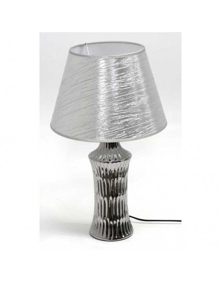 LAMPARA SOBREMESA PIE GAJOS TULIPA PLATA 46x27