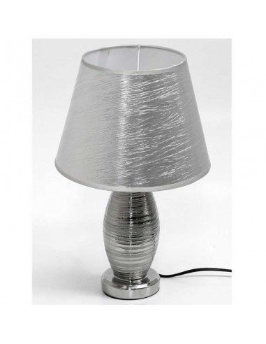 LAMPARA SOBREMESA RAYAS TULIPA PLATA 41x25