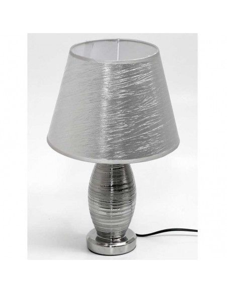 LAMPARA SOBREMESA RAYAS TULIPA PLATA 41x25