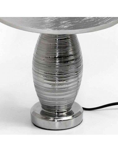 LAMPARA SOBREMESA RAYAS TULIPA PLATA 41x25
