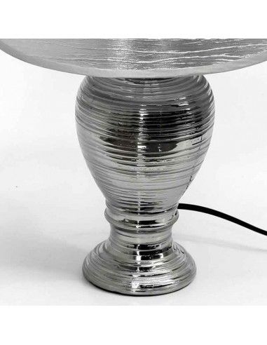 LAMPARA SOBREMESA RAYAS TULIPA PLATA 41x25