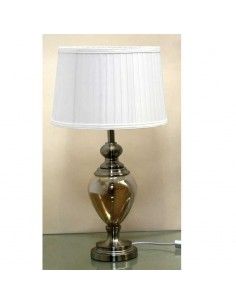 LAMPARA SOBREMESA CUERO TULIPA BLANCA 63x35