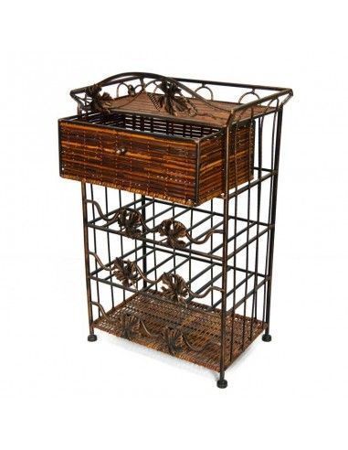 BOTELLERO DE FORJA Y RATTAN