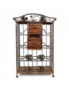 BOTELLERO DE FORJA Y RATTAN 61x37