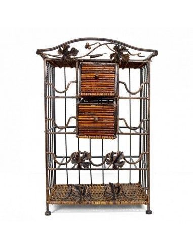 BOTELLERO DE FORJA Y RATTAN 61x37