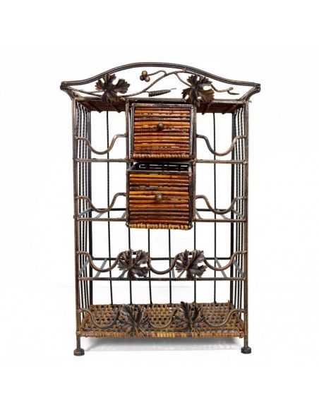 BOTELLERO DE FORJA Y RATTAN 61x37