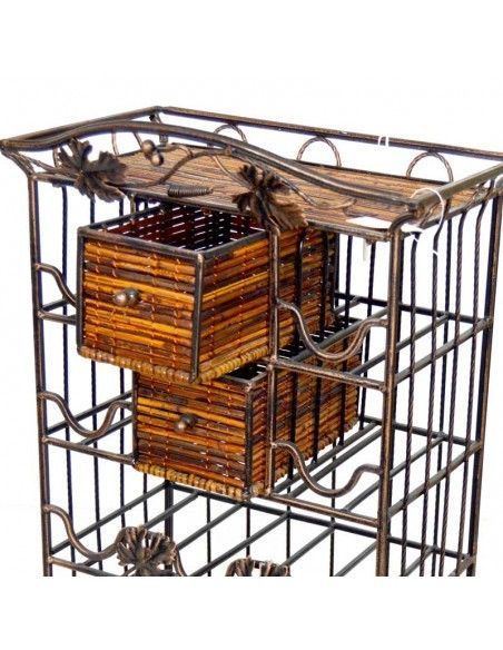 BOTELLERO DE FORJA Y RATTAN 61x37