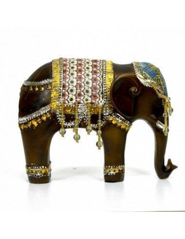 FIGURA ELEFANTE MARRON - ORO 15x19