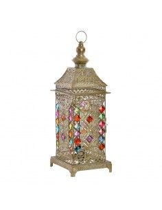 LAMPARA DE SOBREMESA METAL Y VIDRIO MULTICOLOR 54x19