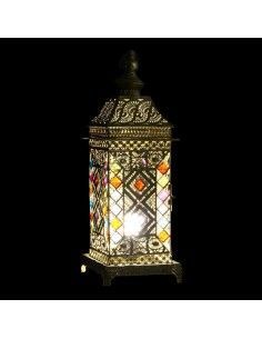 LAMPARA DE SOBREMESA METAL Y VIDRIO MULTICOLOR 54x19 2
