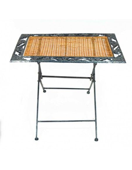 MESA AUXILIAR METAL-RATTAN 53x62