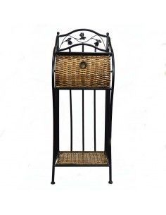 MESA AUXILIAR DE FORJA Y RATTAN 88X34