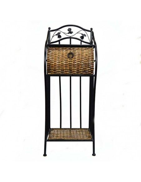 MESA AUXILIAR DE FORJA Y RATTAN 88X34