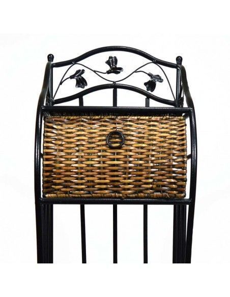 MESA AUXILIAR DE FORJA Y RATTAN 88X34