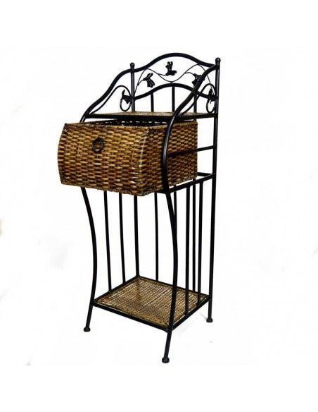 MESA AUXILIAR DE FORJA Y RATTAN 88X34