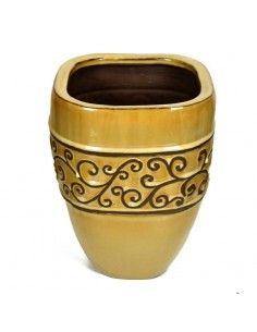 CUBREMACETA DE CERAMICA BEIGE - MARRON 2