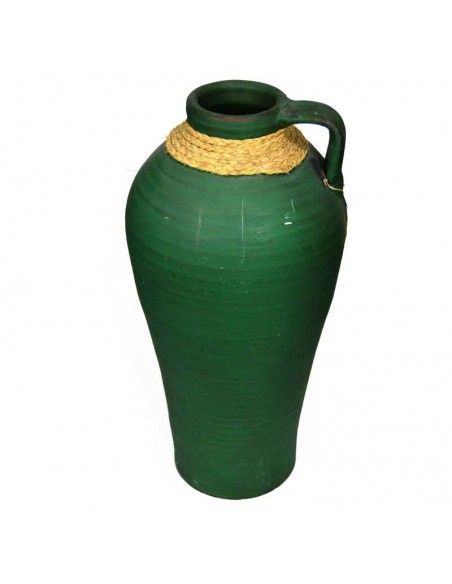 JARRON DE CERAMICA VERDE ESPARTO