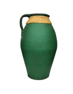 JARRON DE CERAMICA VERDE ESPARTO