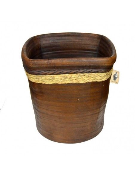 MACETERO DE CERAMICA Y ESPARTO 40x39