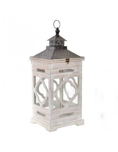 FAROLES MADERA VINTAGE Y METAL SET DE DOS 65x26