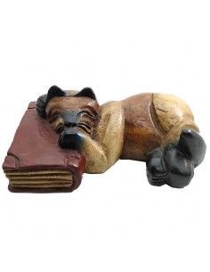 FIGURA GATO DORMIDO SOBRE LIBRO