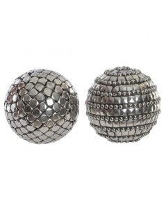 BOLA DE RESINA Y METAL TALLADO COLOR PLATA 10cm o 13cm