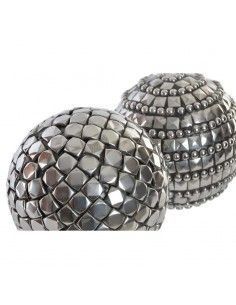 BOLA DE RESINA Y METAL TALLADO COLOR PLATA 10cm o 13cm 2
