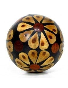 BOLA MARRON CON FLOR BEIGE 12cm