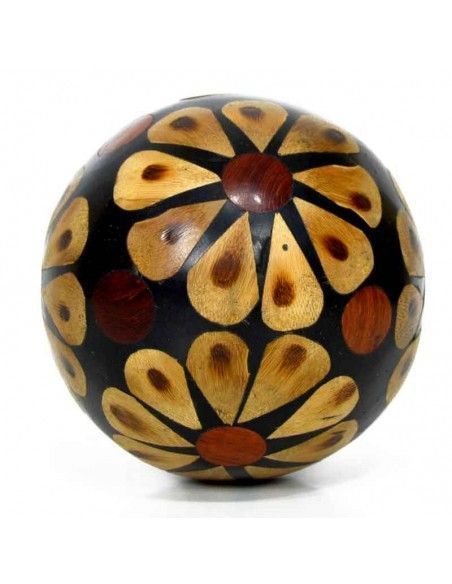 BOLA MARRON CON FLOR BEIGE 12cm