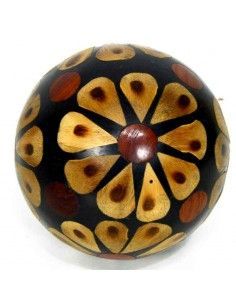 BOLA MARRON CON FLOR BEIGE 12cm 2