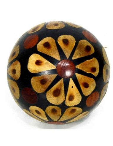 BOLA MARRON CON FLOR BEIGE 12cm