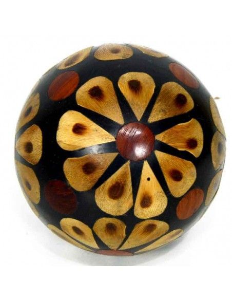 BOLA MARRON CON FLOR BEIGE 12cm