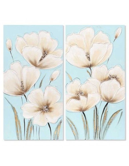 CUADRO AZUL FLOR SET DE DOS 80x40