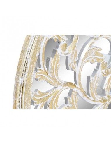 PLACA CON ESPEJO MADERA BLANCO Y DORADO 59 CM