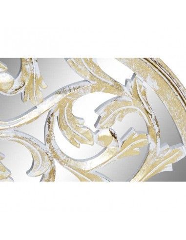PLACA CON ESPEJO MADERA BLANCO Y DORADO 59 CM