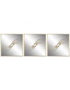 ESPEJO ORO ONDAS 50X50