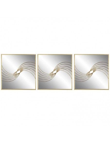ESPEJO ORO ONDAS 50X50