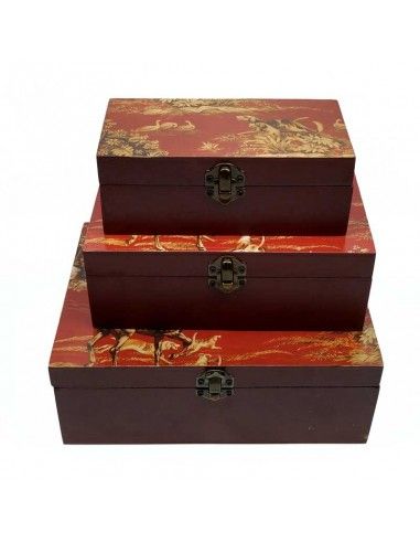 CAJA DE MADERA SET DE TRES 23x18