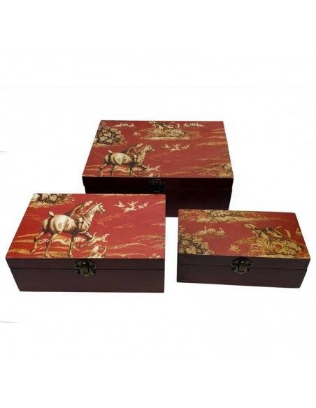 CAJA DE MADERA SET DE TRES 23x18
