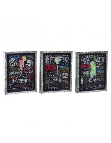 CUADRO DE METAL COCTAIL SET DE TRES 40x32.5