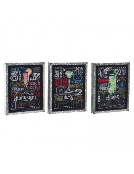 CUADRO DE METAL COCTAIL SET DE TRES 40x32.5