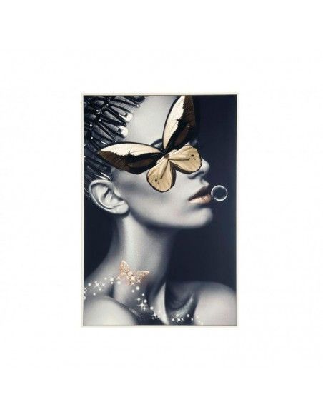 CUADRO MUJER CON MANO EN LA  MARIPOSA  90x60